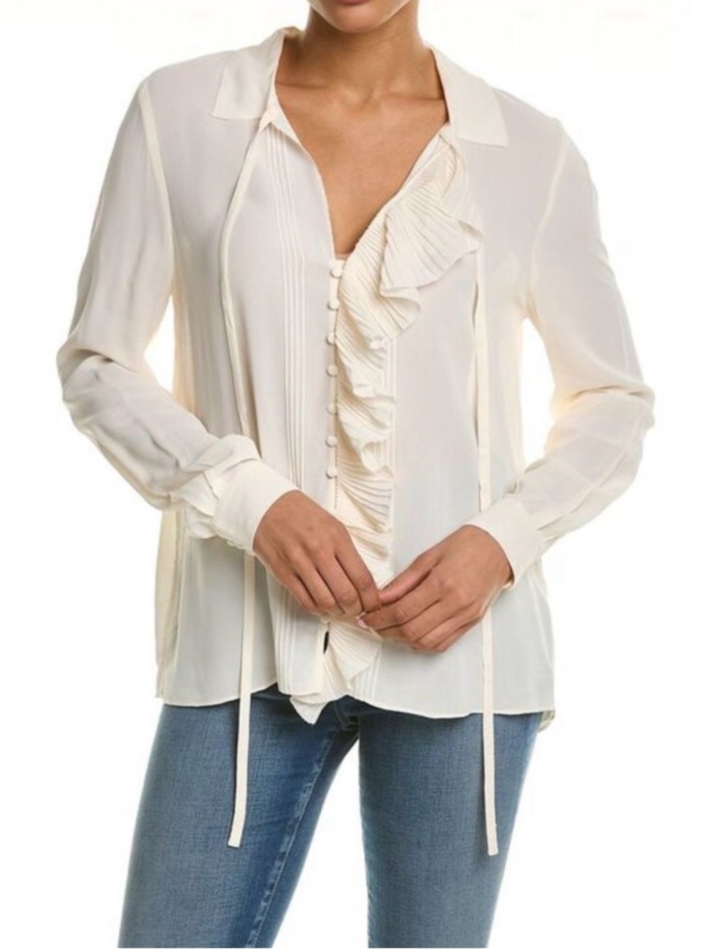 Ted Baker Thelmah Ruffle Blouse Women’s 2 (US 6) Ivory Minimalist Clean Girl